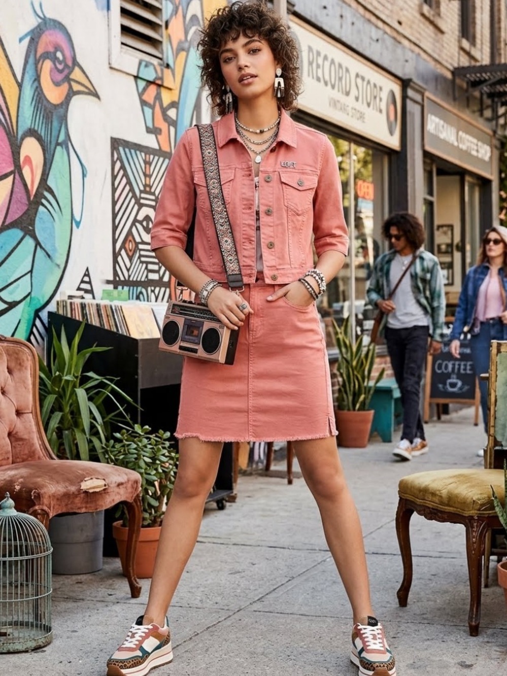 Two piece skirt and jacket set